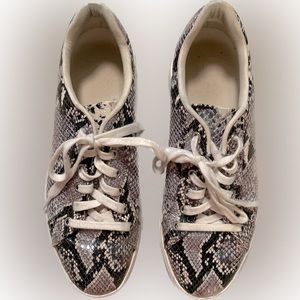 Iridescent Snakeskin Platform Sneakers